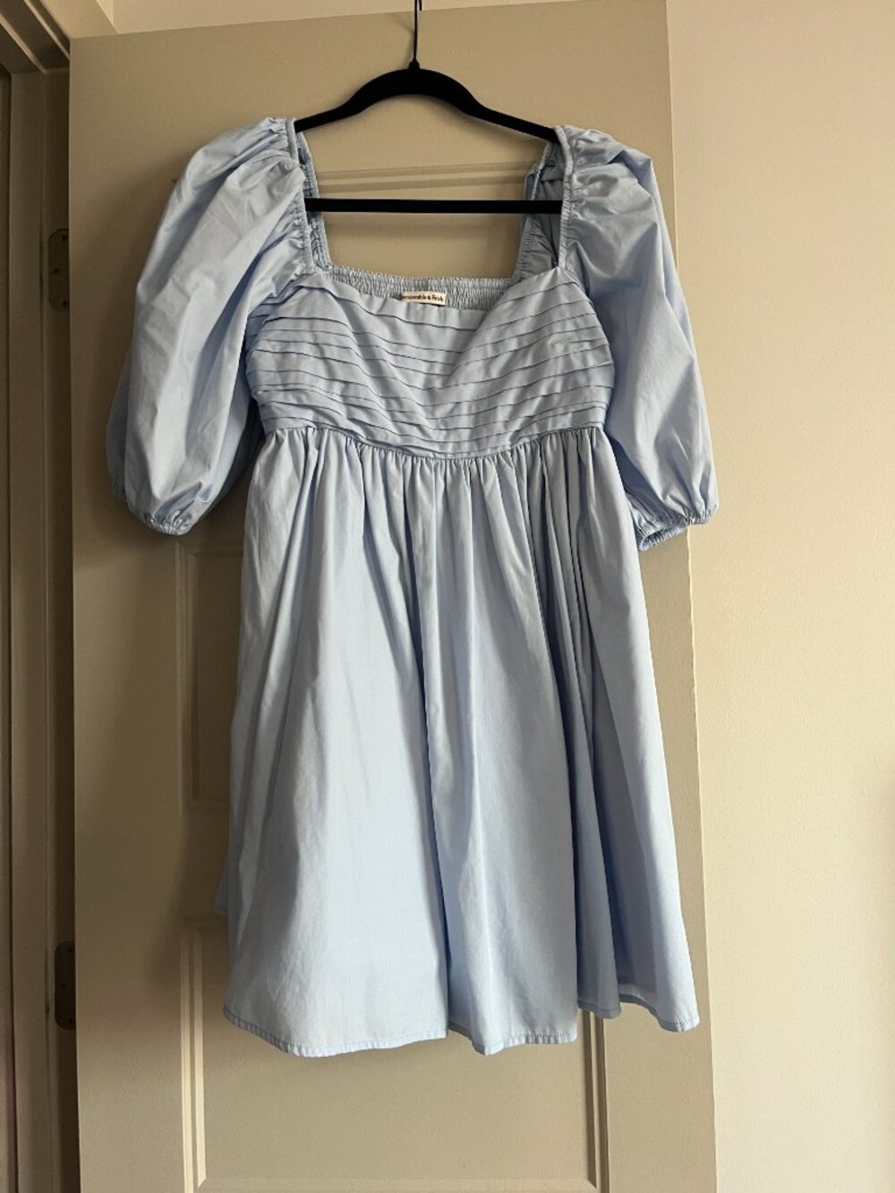 Abercrombie Emerson Poplin Puff Sleeve Mini Dress Light Blue Size M